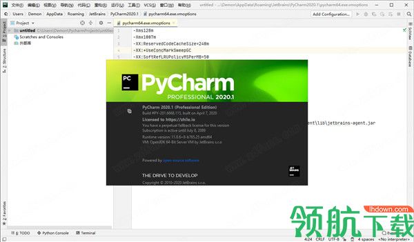 JetBrainsPyCharmpro2020汉化破解版