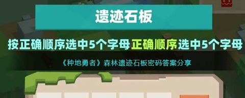 种地勇者遗迹石板正确顺序答案攻略